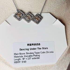 Bomb Party Smokey Topaz Cubic Zirconia Necklace RBP8658 New